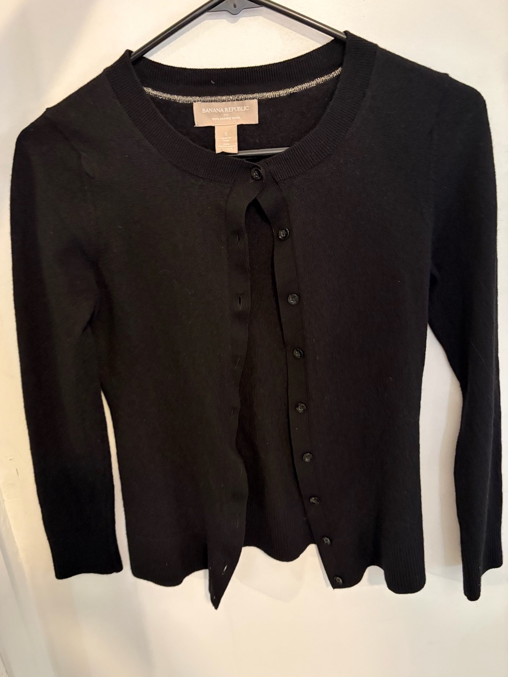 Banana Republic Women's Wool Black Button-Front Cardigan